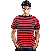 Men's and Women's Casual Striped T-Shirt Short Sleeved Shirt Classic fit Round Neck Pullover