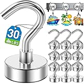 12 Pack Magnetic Hooks for 2026 Cruise Cabins Beach Vacation 30lbs+ Heavy Duty Magnet with Hook Metal Magnetic Hooks for Kitchen Fridge Grills Hanging Magnet Hooks for Classroom Locker Whiteboard