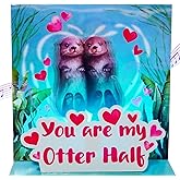 Ribbli Anniversary Card, Funny Otter Couple Dance with Light and Music, Pop Up Musical Birthday Cards for Husband Wife, Romantic Gift for Valentines Day, 6.1 x 6.1 Inches with Envelope
