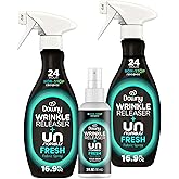 Downy Wrinkle Releaser Spray, Travel Size Spray + 16.9 Fl Oz Pack of 2, All In One Formula, Removes Wrinkles, Static and Odor