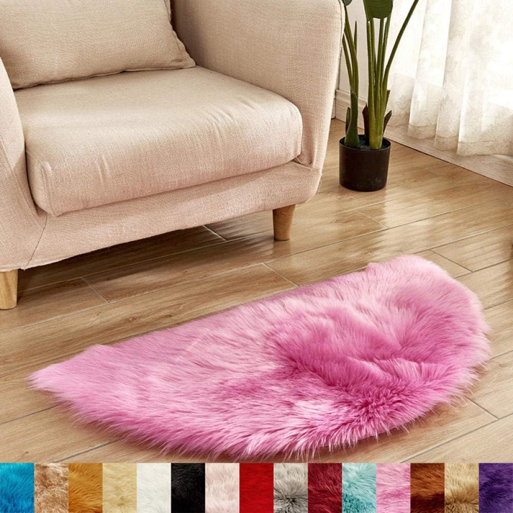 Faux Fur Half Moon Semi Circle Rug by MauMou Non Slip Machine Washable