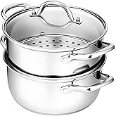 Chefbee 3.2QT Stainless Steel Steamer for Cooking with Food Steamer Basket | Healthy Steaming Pot, Multi-use Kitchen Cookware, For Vegetables Dumplings Soup and Food Preparation, Daily Kitchen Cooking