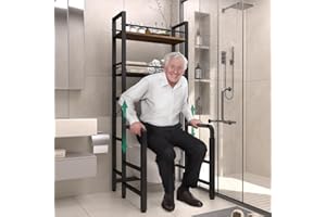 FAESUN Toilet Safety Rail with Storage, Adjustable Toilet Handles for Elderly & Seniors, Handicap Bathroom Accessories, Easy Installation Bathroom Toilet Grab Bar Fit Any Toilets