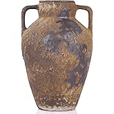 Wabi Sabi Decor Rustic Vase with 2 Handles, Farmhouse Vase for Home Decor, Vintage Terracotta Stone Vases Suitable for Home Decor, Living Room, Shelf Decor, Dining Table Decorative Vases