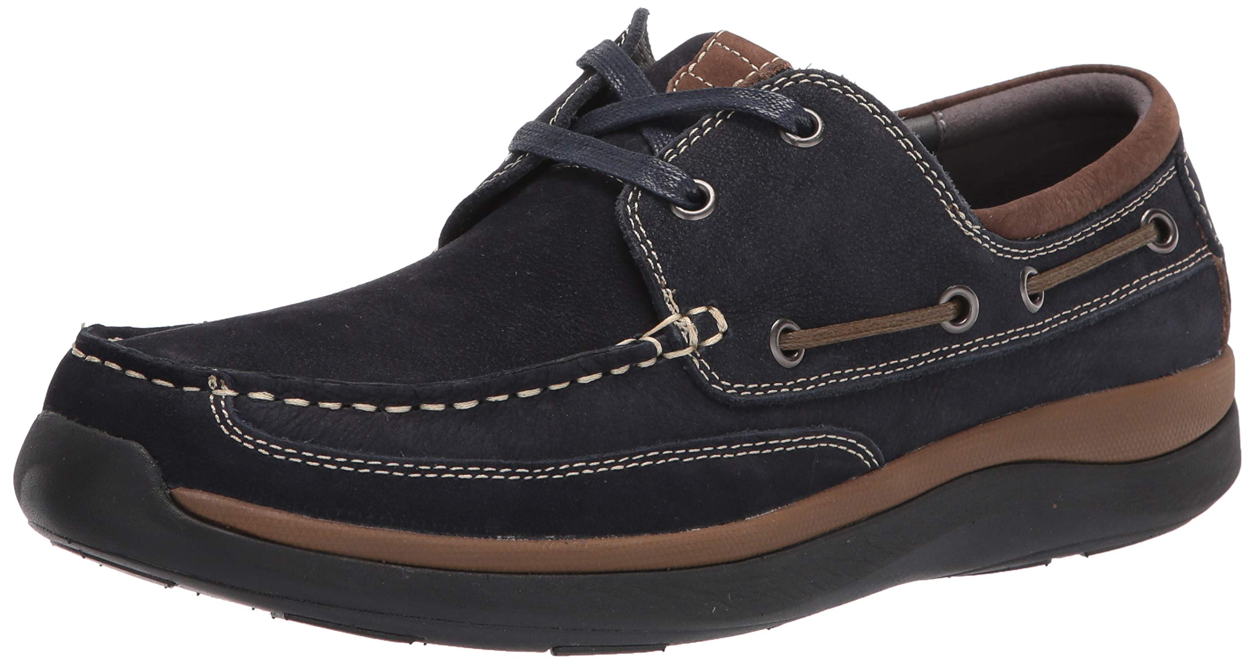 Propét Men’s Pomeroy Boat Shoes, Navy, 11.5 X-Wide US