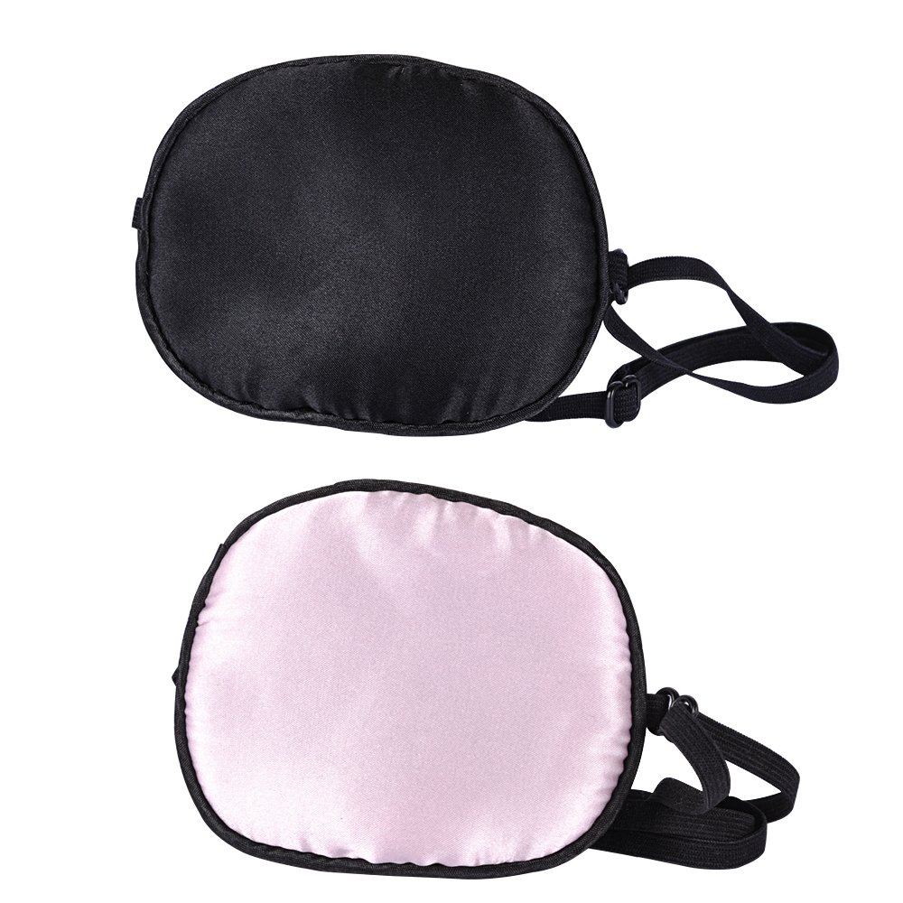 eZAKKA Silk Eye Patch for Adults, 2 Pieces Elastic Eyepatch Lazy Eye Patches for Amblyopia Strabismus, Black and Pink : Beauty