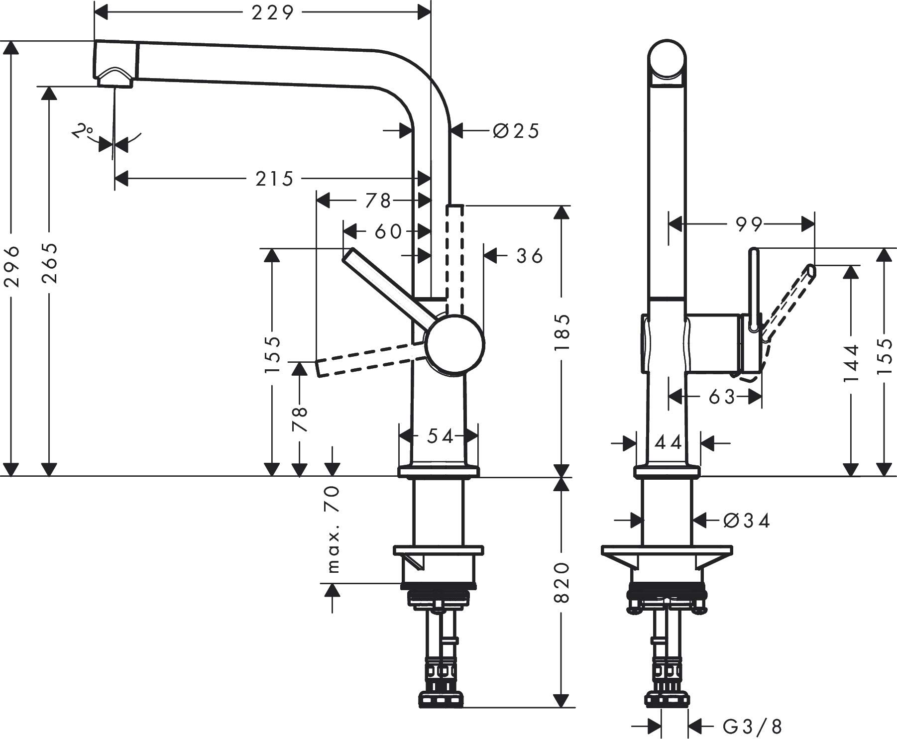 hansgrohe Talis M54 - Küchenarmatur, 1 Stahlart, Wasserhahn Küche mit Auslaufhöhe 270 mm, Mischbatterie Küche 360° schwenkbar, Chrom, 72840000 5