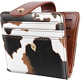 Slim Bifold Wallet RFID Credit Card Wallet Small Cute Card Holder for Women, Brown Cow