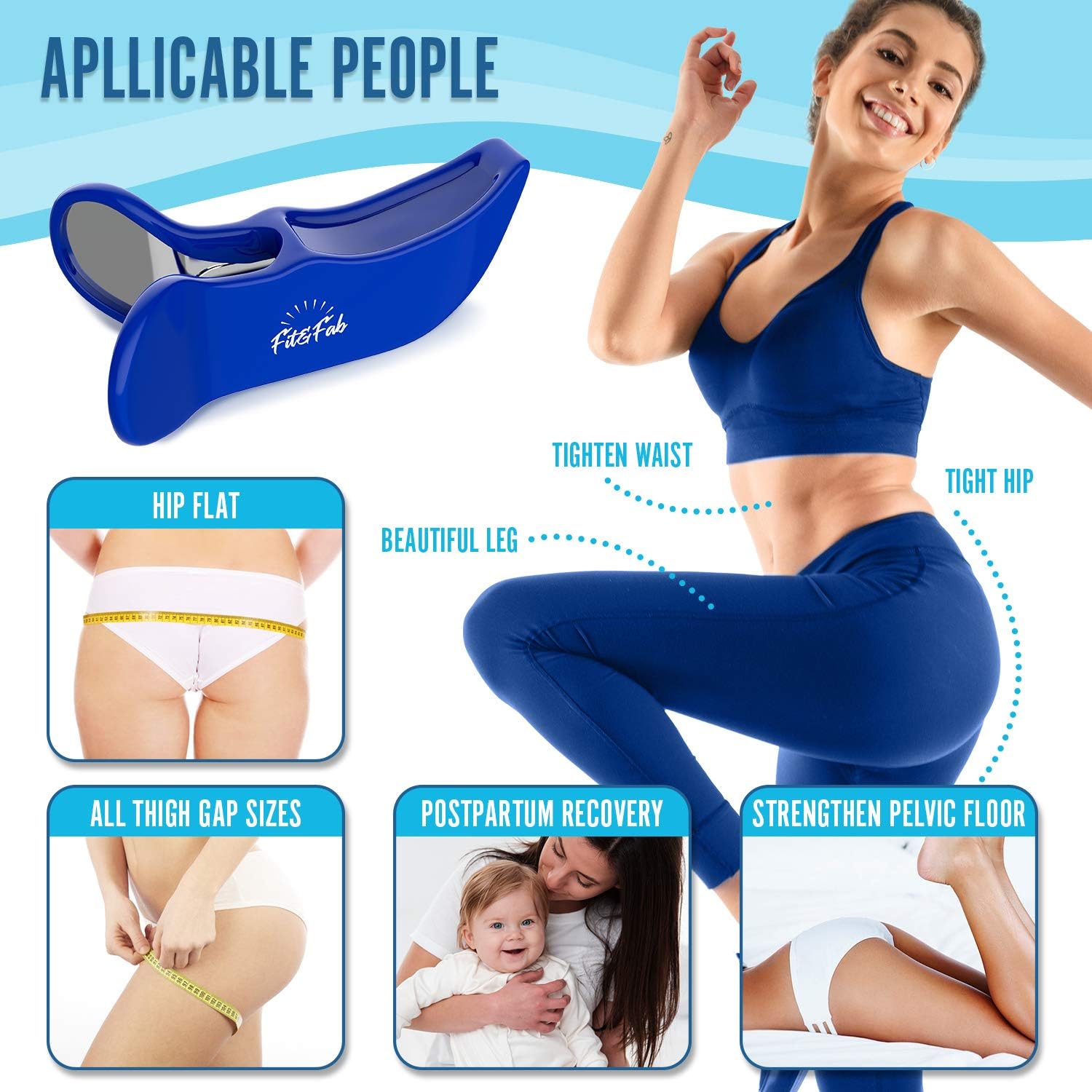 Fit&Fab Kegel Exerciser Hip Trainer for Women with Butt Lifting, Muscle Toning, and Pelvic Floor Strengthening, Provides Postpartum Therapy for Bladder Control, Inner Thigh Trainer Correction: Health & Personal Care