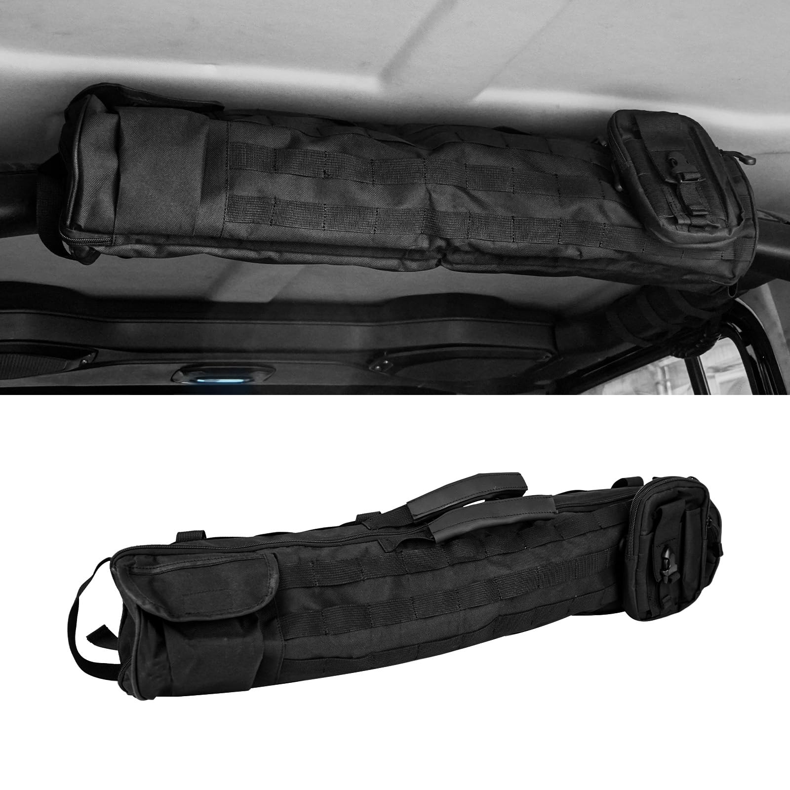 Photo 1 of FURYENGRAVER Roll Bar Storage Bag Compatible with Jeep Wrangler JK JL with Multi-Pockets Portable Cargo Bag