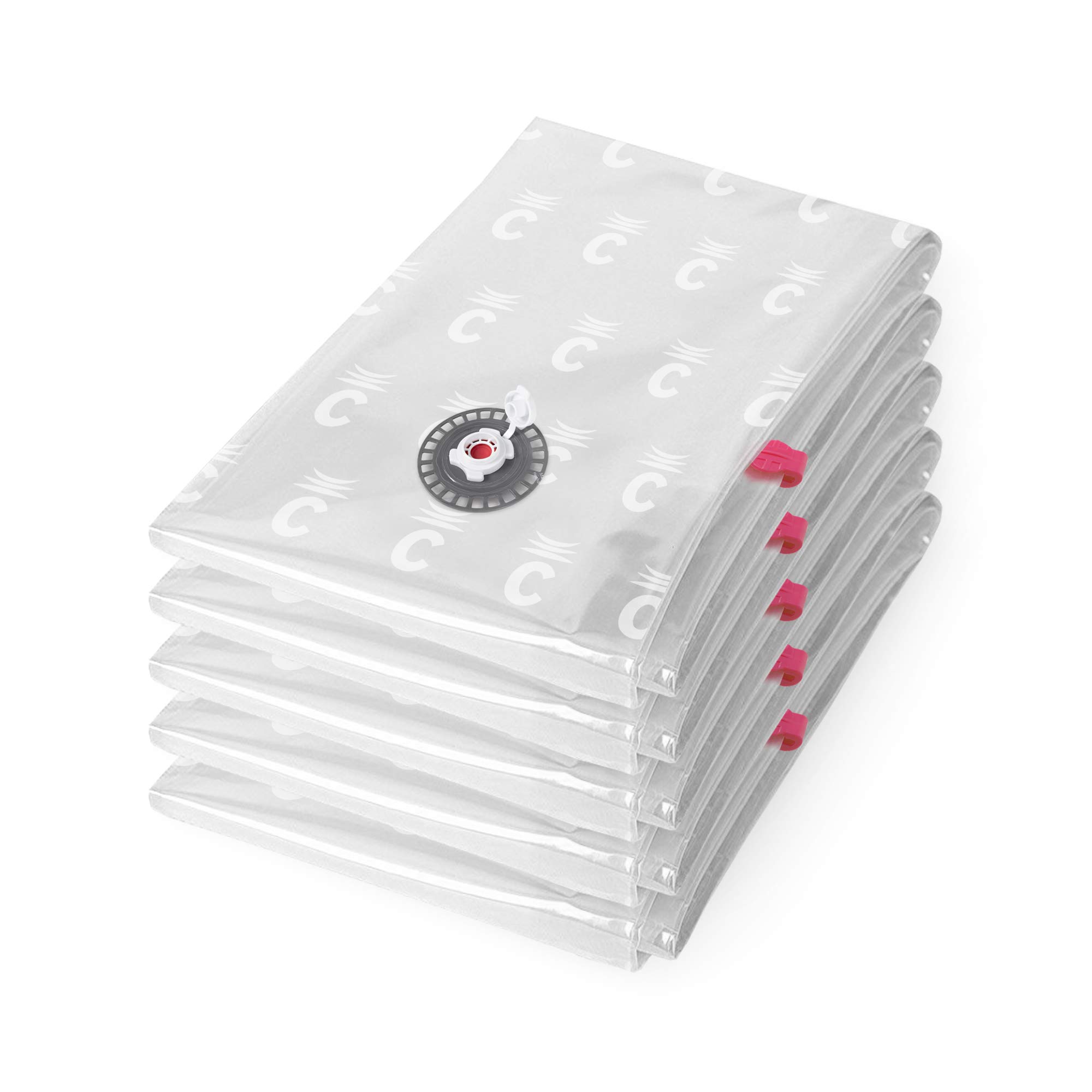 Compactor Aspispace XL Vacuum Compression Bags - Set of 5, 80X130 cm, Transparent, Reusable up to 100 Times