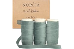 NORCIA Velvet Ribbon 3/8 inches 15Yd with Wooden Spool 3 Rollsx5Yd Eco-Friendly Christmas Ribbon for Gift Wrapping, Handmade Craft Ornaments Bow Making, Christmas Decoration (Dusty Green)