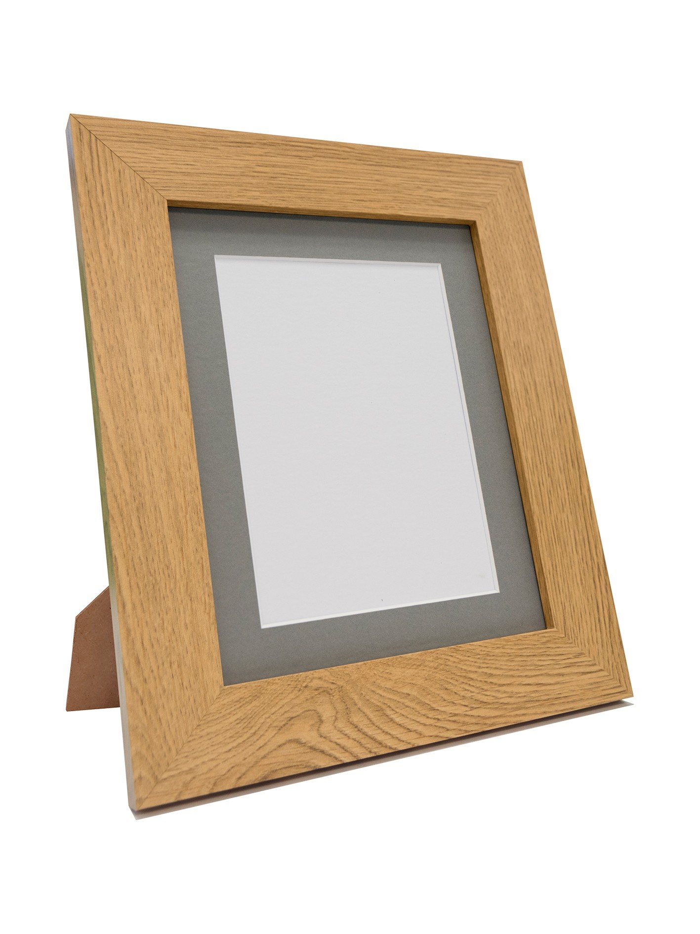 FRAMES BY POST Metro Oak Photo Picture Poster Frame with Dark Grey Mount Plastic Glass 10" x 10" For Pic Size 8" x 8"