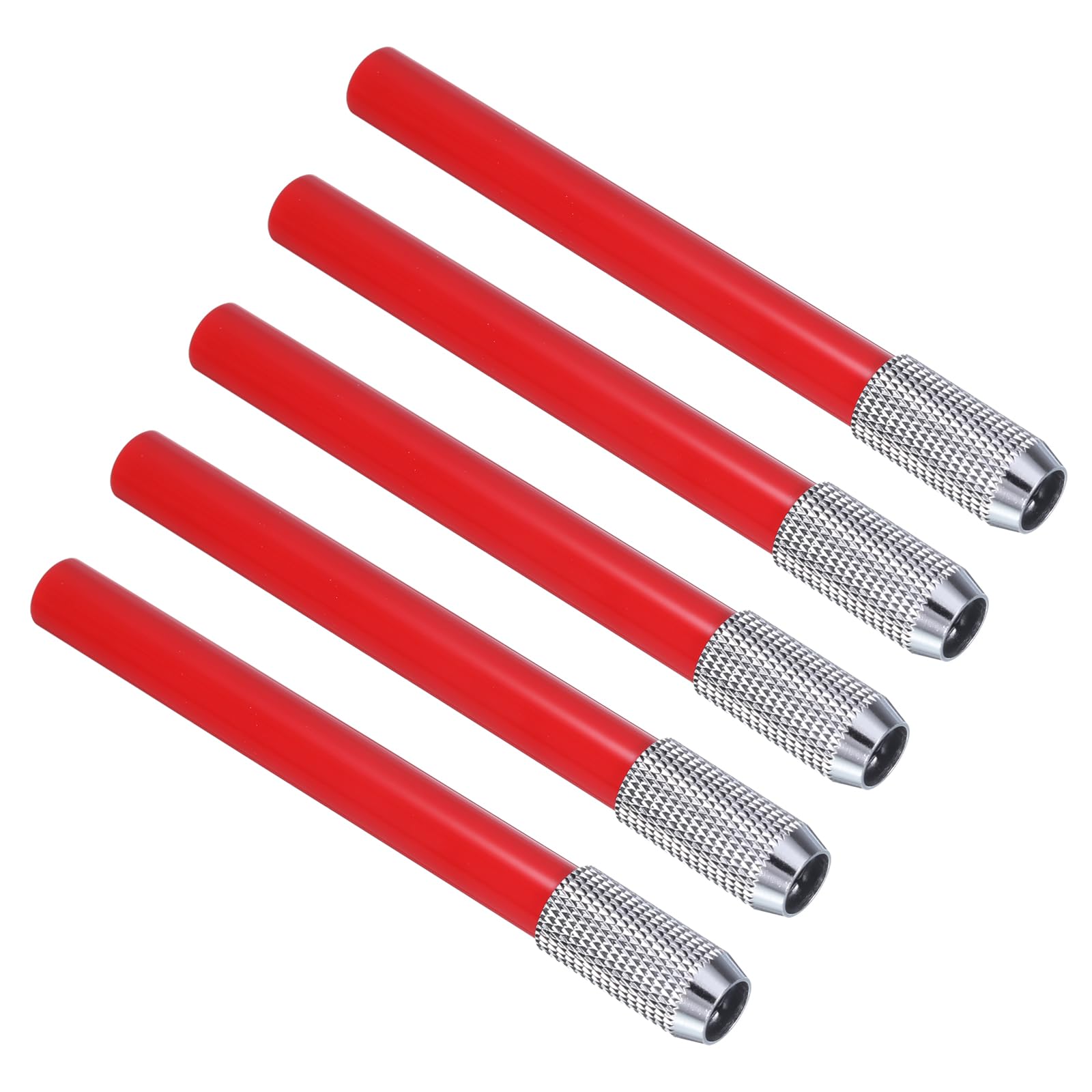 PATIKIL Pencil Extenders, 5Pcs Art Adjustable Metal Pencil Holder Lengthener Pen Sleeve for Short Pencil Crayon Colored Pencils Writing Desk Office, Red