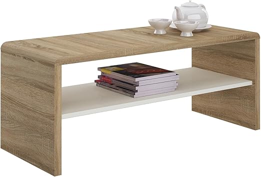 Caro Mobel Tv Lowboard Couchtisch Fernsehtisch Lenni In Sonoma Eiche Mit Ablagefach In Weiss 100 X 40 X 40 Cm Amazon De Kuche Haushalt