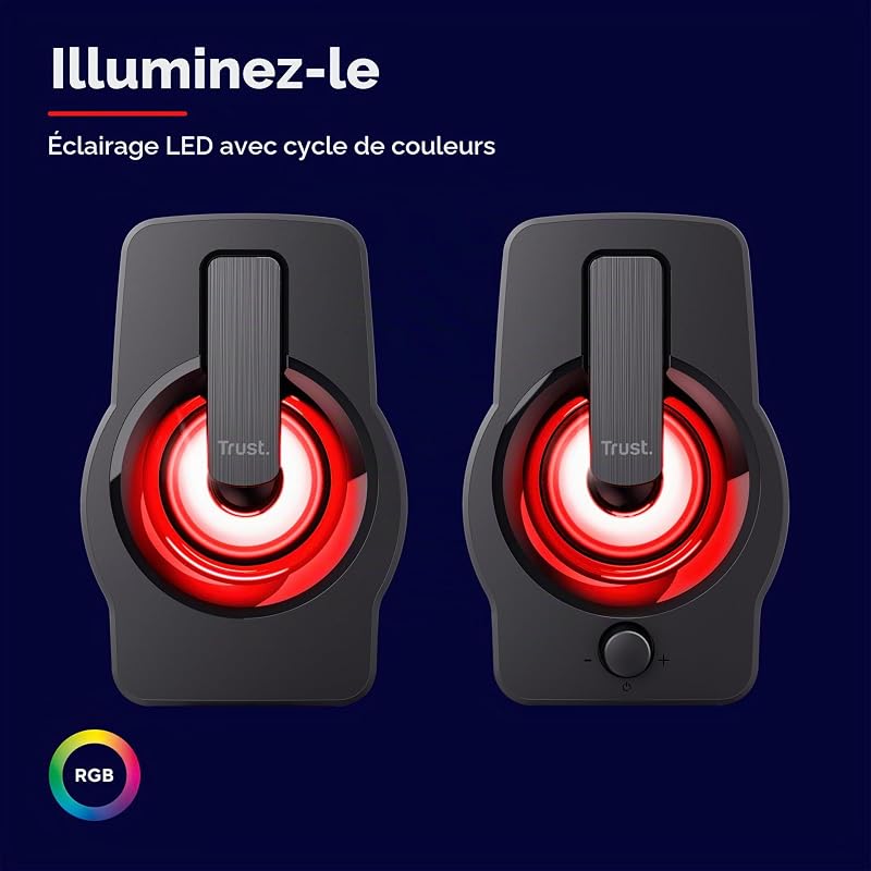 Gemi RGB Enceinte PC 2.0,Haut Parleur 12 W (6 W RMS), Noir
