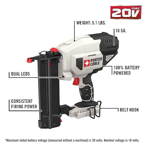 PORTER-CABLE PCC790LA 20V MAX* Lithium 18GA Brad Nailer Kit with