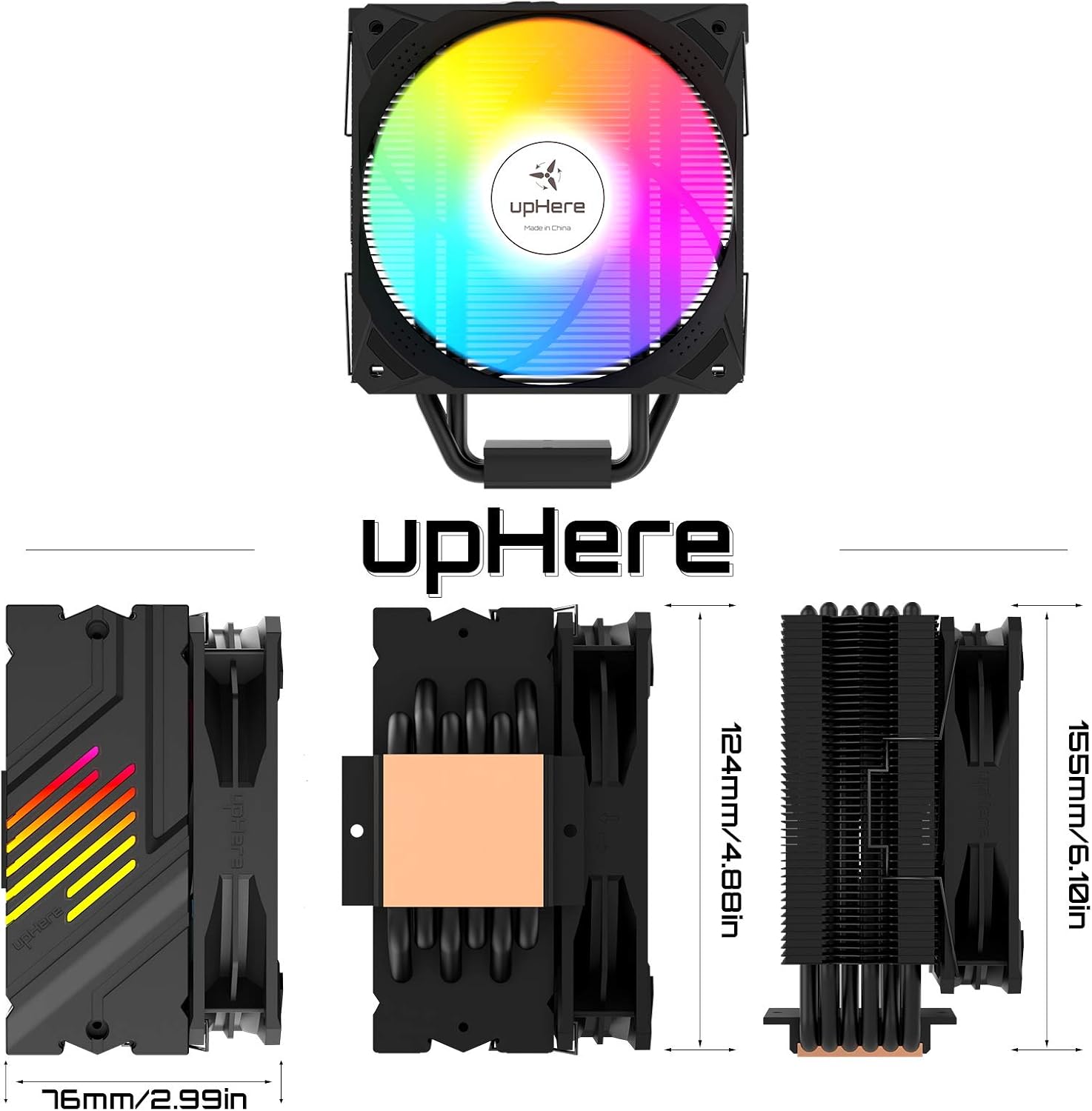 Intel Led Cpu Fan upHere ARGB LED CPU Fan cooler 6 Direct Contact Heat Pipes 120mm PWM ...