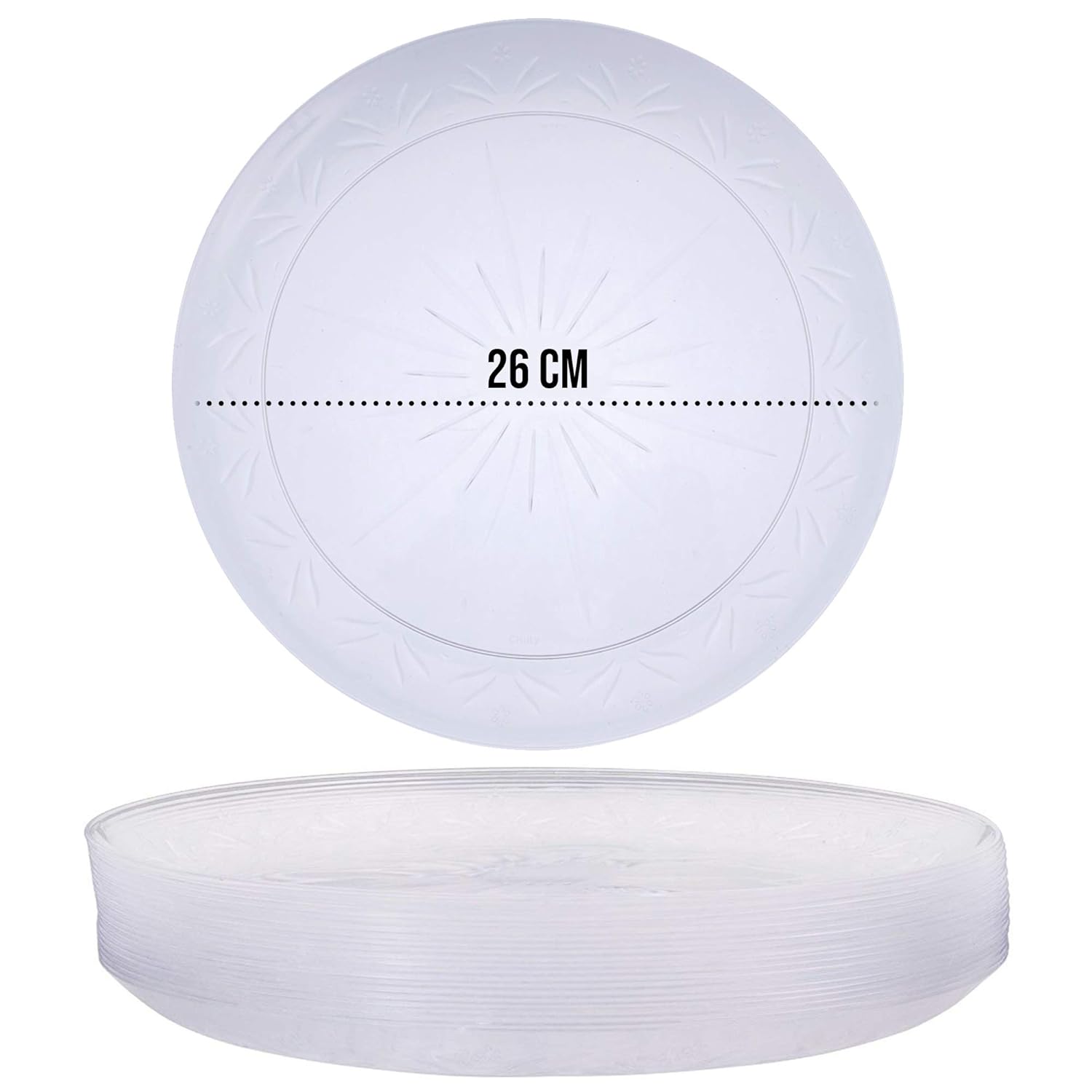 20 Large Crystal Clear Hard Plastic Plates (26cm/10") Elegant Party
