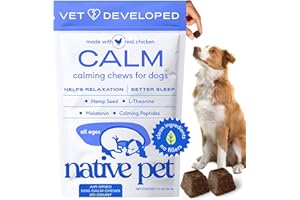 Native Pet Calming Chews for Dogs - Melatonin for Dogs Anxiety Relief - Grain Free All Natural Hemp Calming Treats & L-Theanine Helps Manage Stress & Separation Anxiety - Puppy Sleep Aid - 30 Chews