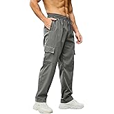 Uni Clau Men's Straight Work Pants Casual Multiple Pockets Vent Stretch Pants Hiking Cargo Pants
