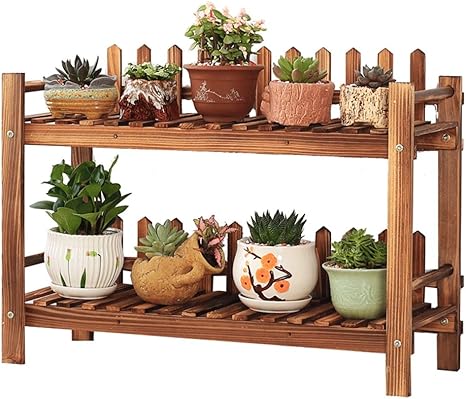 Amazon Co Jp ソリッドウッドダブルフラワーラック リビングルーム屋外植物棚 ガーデニングストレージラック ホーム キッチン