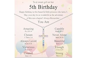 ACOGVN 3-11 Year Old Girls Birthday Gifts, Colorful Cross Necklace Jewelry Happy Birthday Present for Girls Daughter Granddaughter Sister Niece with Birthday Card