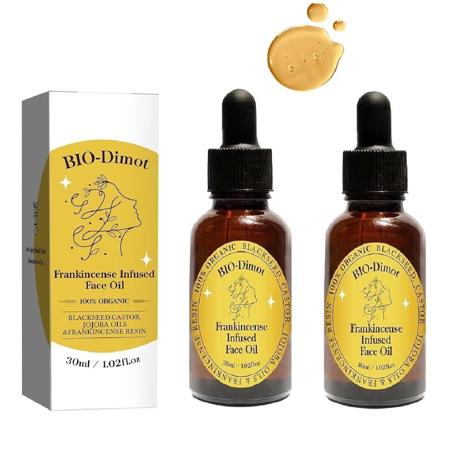 Photo 1 of ***** 2PACK*****2Pcs Frankincense Resin Oil, Castor & Jojoba Oils for Face Age Defying Miracle Facial Moisturizer Natural Skincare Hydrates Skin Moisturizing.