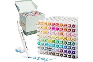 Arrtx ALP 80 Colors Alcohol Markers -Alcohol Based Double Nibs Chisel & Fine, Art Marker Pens for Adult Artists Coloring Book