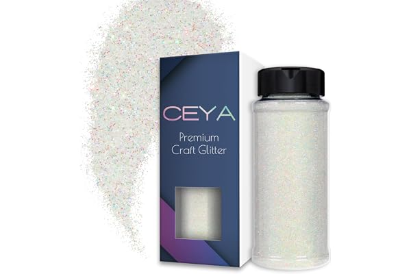 Ceya 3.5oz/ 100g Ultra Fine Glitter Powder Colorful White Glitter 1/128” 0.008” 0.11mm for Resin Tumbler Jewelry Nail Art Fac