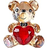 DOJOZ Crystal Teddy Bear Sweet Gifts Figurine Red Heart Lovely Animal Collectible Ornament Birthday (Gold)