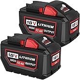2Packs 12000mAh High Capacity Lithium Replacement Battery Compatible with Milwaukee 18V Battery 12.0Ah 48-11-1815, 48-11-1820, 48-11-1840, 48-11-1850, 48-11-1860, 48-11-1880 Cordless Tools (Red)