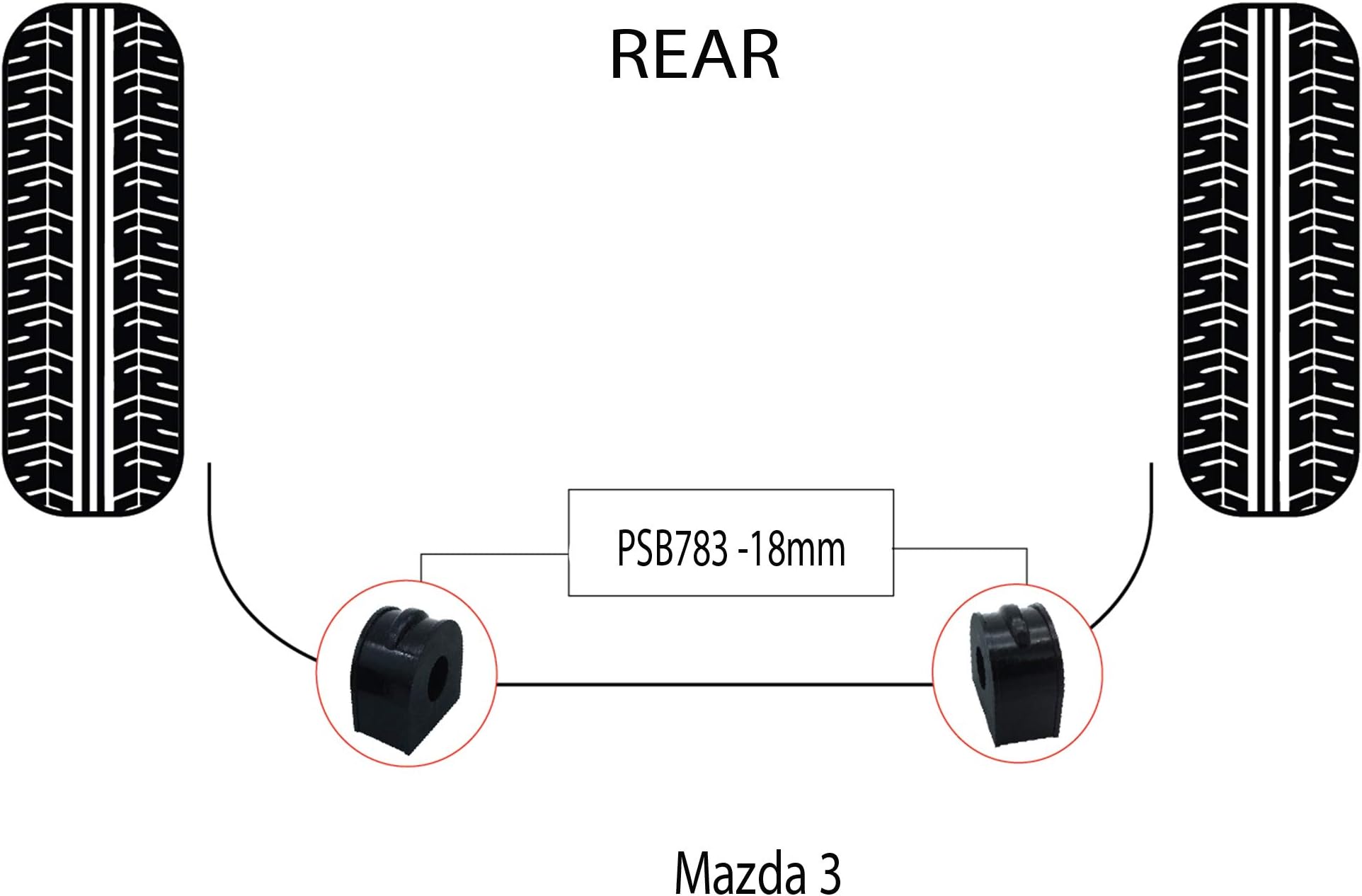 PSB Polyurethane Bush 3 Series (04-10) Rear Anti Roll Bar 18mm Bushing Kit - PSB783-18
