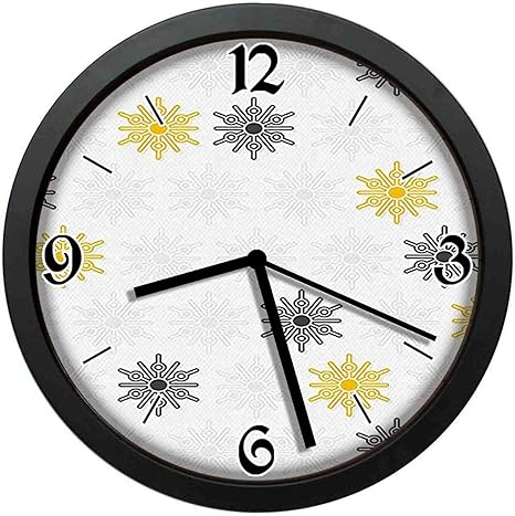 Amazon Co Jp モロッコスタイルのモダンな太陽ビームの花とラウンドドットイメージシンプルでレトロなファッション掛け時計 直径25 Cm ホーム キッチン