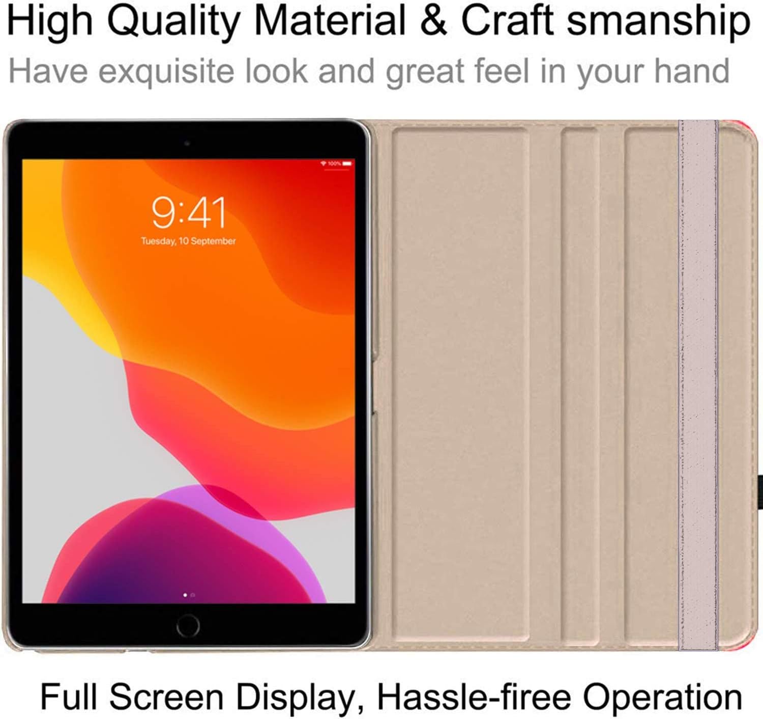 GADGET ARMOUR Apple iPad 10.2 Inch Case 7th/ 8th Generation 2019/2020 iPad 7/ iPad 8, Rotating Smart Cover For iPad 10.2 7th Gen, 8th Gen 2019/20 with Auto Wake and Sleep (GOLD) - Image 3