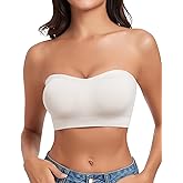WOWENY Strapless Bras for Women Bandeau Bra Wireless Non-Slip Silicone Seamless Padded Tube Top Bra