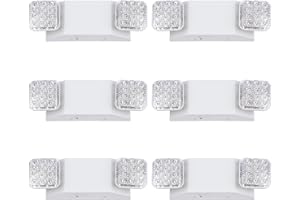 GRUENLICH LED Commercial Emergency Light with Dual Head and Backup Battery, US Standard, AC 120-277V, Hardwired Emergency Light Fixtures for Business Office Power Outages, 6-Pack