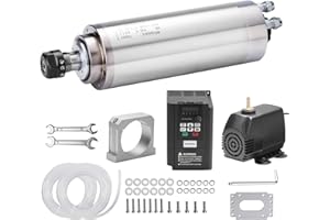 Genmitsu CNC Spindle Motor Kits, 2.2KW Water Cooled Spindle Motor, with VFD & Water Pump, 80mm Diameter Aluminum Clamp Mount, ER20 Collet, 0.003mm Accuracy for CNC Router Machine Metal Carving