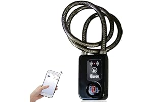 NUNET Nulock Keyless Bluetooth Bike/Motorcycle/Gate Lock IP44 Splash-Proof Cycling Lock with 110db Alarm, 0.38" Diameter 31-inch Braided Steel Cable (2022 Version)