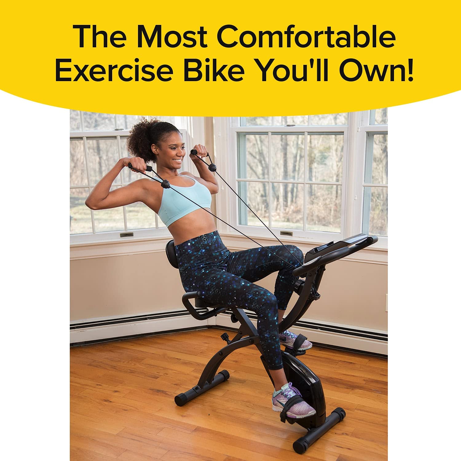 BulbHead As Seen On TV Slim Cycle Stationary Bike, Most Comfortable Exercise Machine, Thick, Extra-Wide Seat & Back Support Cushion, Recline or Upright Position, Twice The Results in Half The Time