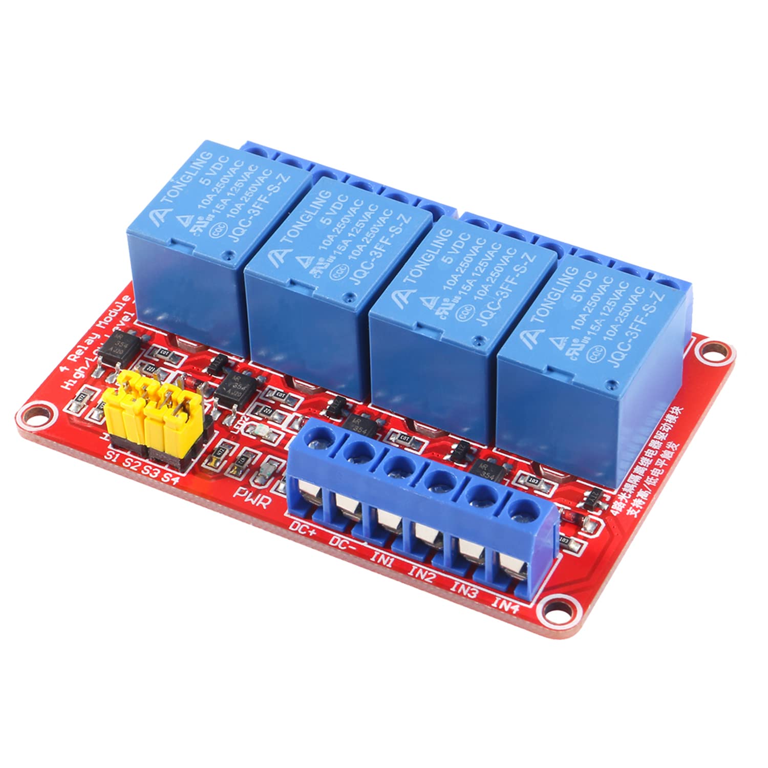 AEDIKO DC 5V Relay Module 4 Channel Relay Board Shield with Optocoupler Isolation Suport High/Low Level Trigger