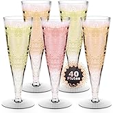 Plastic Champagne Flutes Disposable Champagne Glasses - 40 Pack 4.5Oz Clear Mimosa Cocktail Cups Bulk for Wedding Valentine's Day Party Supplies Engagement Decor, Copas De Plastico Para Brindis