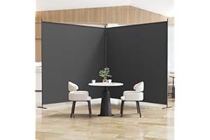 Helios&Hestia 2-Panel 6 ft Tall Indoor Folding Room Divider, Portable Privacy Screen, Freestanding Partition Separator, Temporary Wall Separation for Bedroom, Office, 142" W X 71" H, Dark Grey