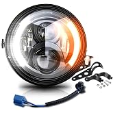 BWCarid 7 inch LED Round Motorcycle Headlight DOT Approved with Housing Bucket Turning Signals DRL Mount Bracket Projector Hi/Low Beam 7" Headlight for H-arley Davidson dyna Honda Suzuki Yamaha