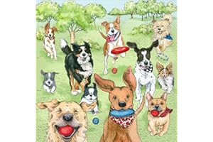 Boston International IHR 3-Ply Paper Napkins Everyday Designs, 20-Count Cocktail Size, Dog Park Runners