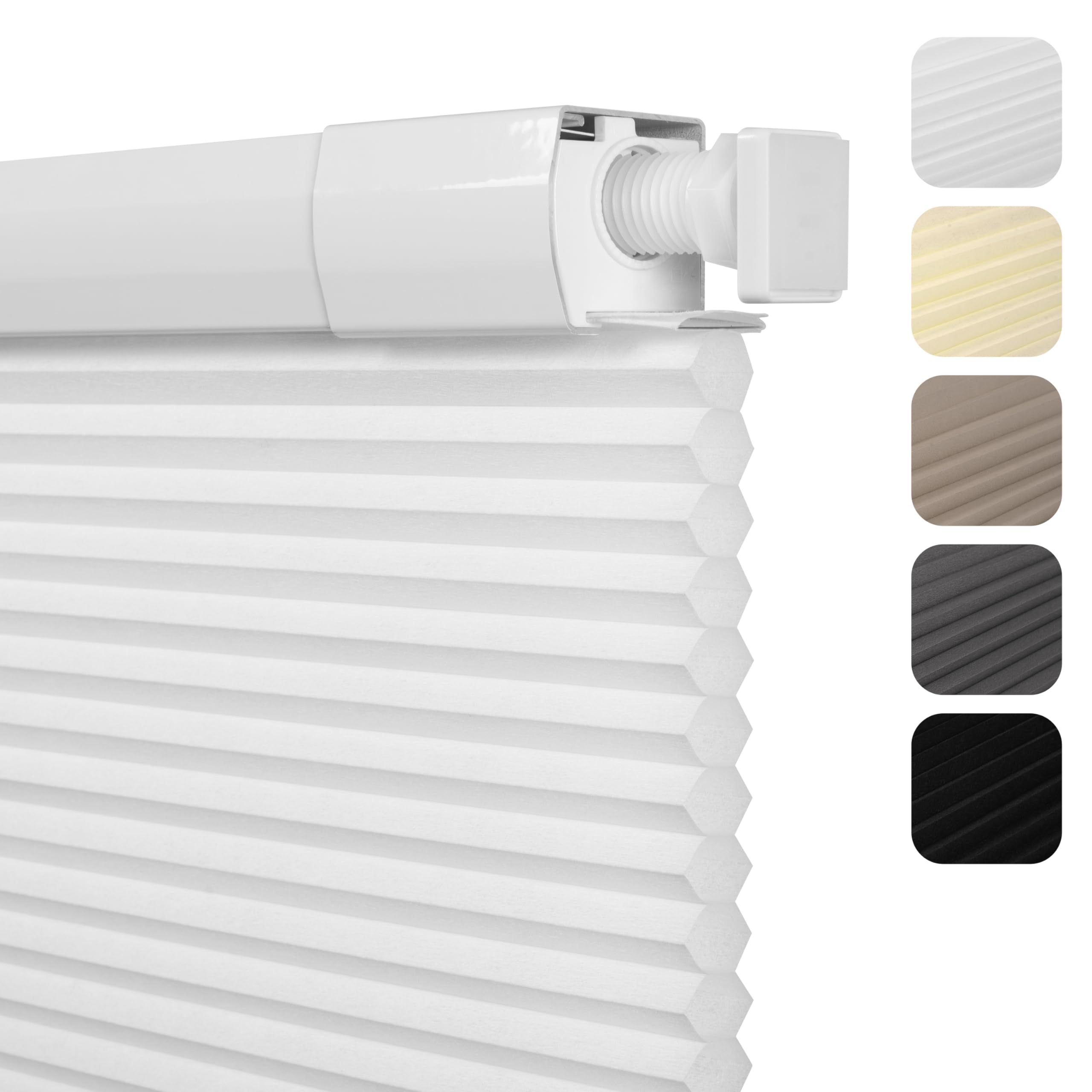 Sulugood No Drill No Tools Light Filtering Cellular Shades Cordless Honeycomb Blinds Pull Down Window Blinds Easy to Install for Windows Thermal Insulated Noise Reduction,White,33" W x 36" H