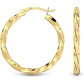 Charmsy 925 Sterling Silver Hoop Earrings for Women | 14K Gold-Plated 2 MM Thickness Classic & Twisted Hoops Earring for Women | Size 15/20/25/30/40/50MM