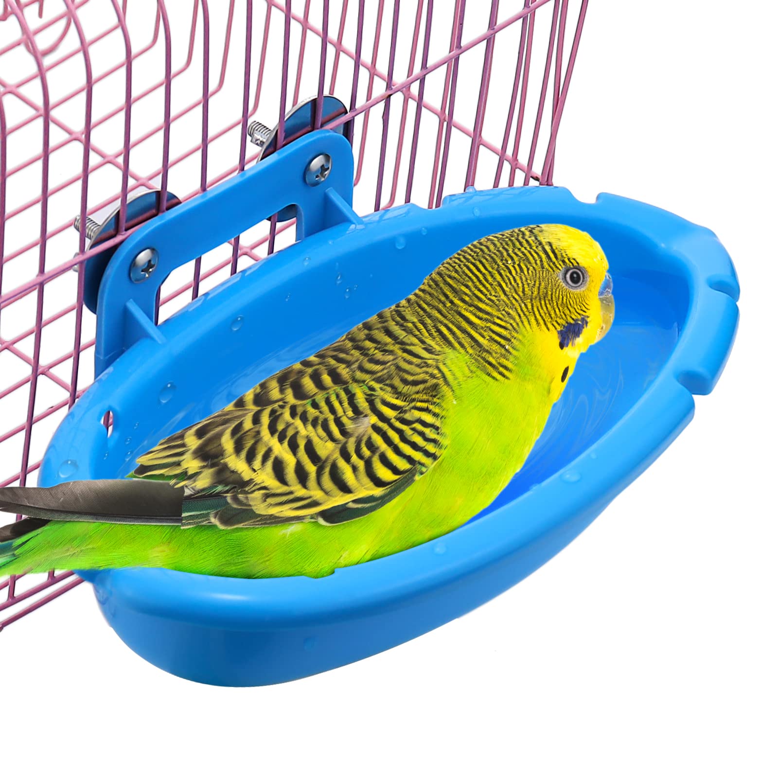 Mygeromon Bird Bath for Cage - Budgie Hanging Small Tub for Parrot Parakeets/Canary/Budgerigar Shower (Blue)
