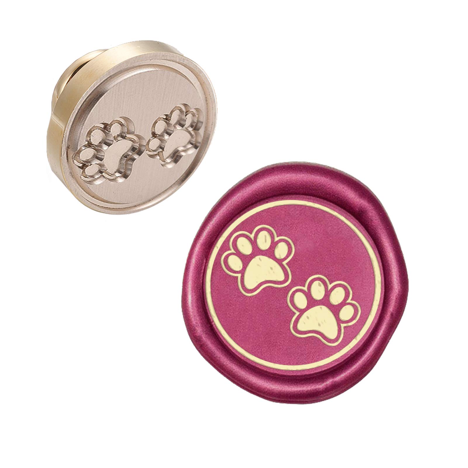 CRASPIRE Wax Seal Stamp Head Dog Paw Prints Removable Sealing Brass Stamp Head for Creative Gift Envelopes Invitations Cards Decoration