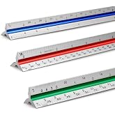 1 Pack 12" Architectural Scale Ruler Triangular Ruler, Color-Coded | Aluminum Architect Scale Ruler for Architects, Draftsman, Students and Engineers